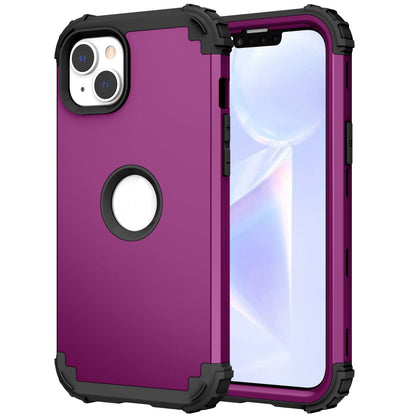 ELECTROPRIME For iPhone 15 3 in 1 Silicone Hybrid PC Shockproof Phone Case(Purple)