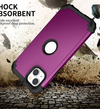 ELECTROPRIME For iPhone 15 3 in 1 Silicone Hybrid PC Shockproof Phone Case(Purple)