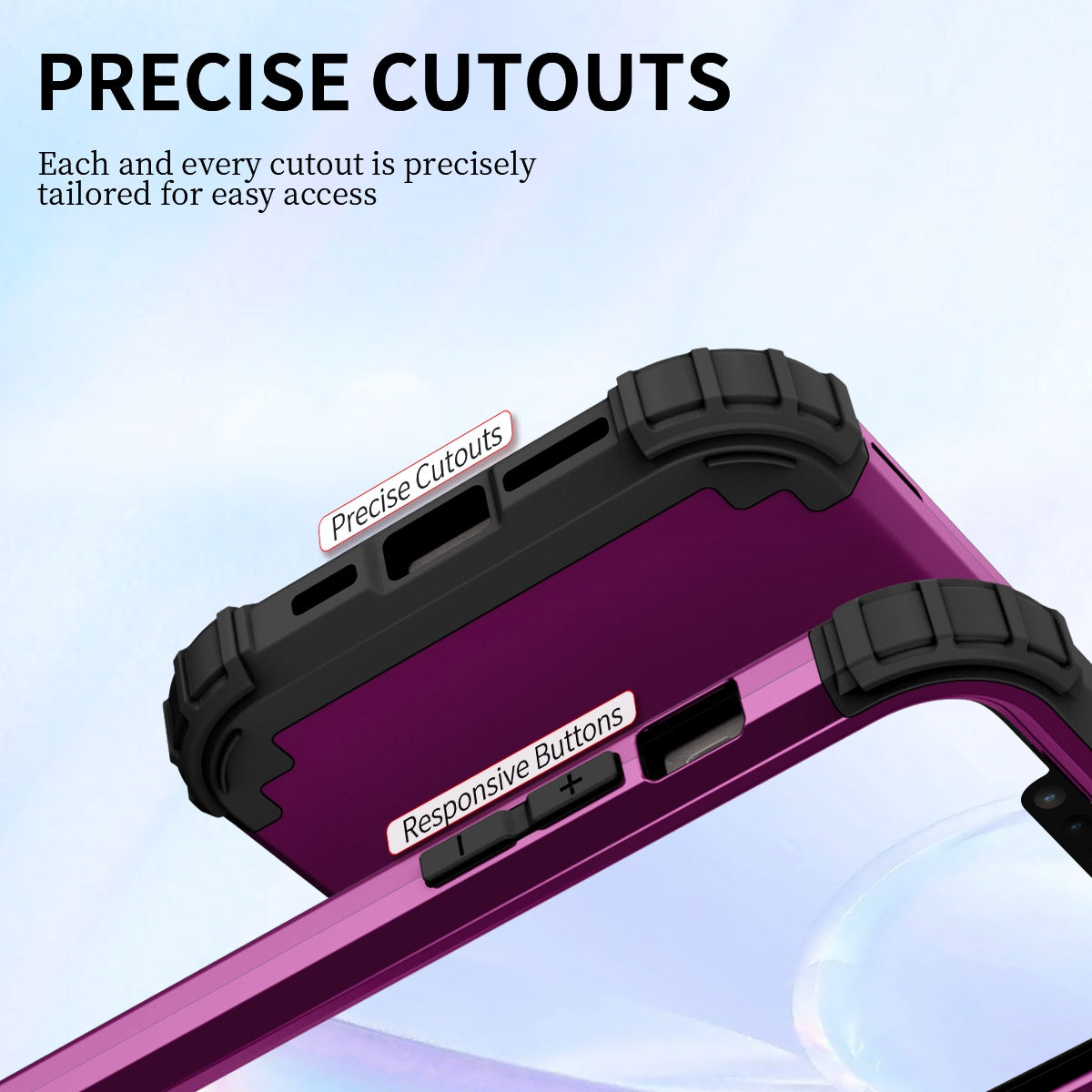 ELECTROPRIME For iPhone 15 3 in 1 Silicone Hybrid PC Shockproof Phone Case(Purple)