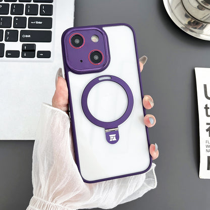 ELECTROPRIME For iPhone 15 Yashi MagSafe Magnetic Holder Phone Case(Purple)