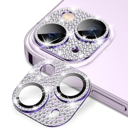 ELECTROPRIME For iPhone 15 / 15 Plus ENKAY Hat-Prince Blink Diamond Camera Lens Aluminium Alloy + Tempered Glass Full Coverage Protector(LIght Purple)