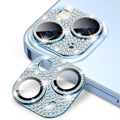 ELECTROPRIME For iPhone 15 / 15 Plus ENKAY Hat-Prince Blink Diamond Camera Lens Aluminium Alloy + Tempered Glass Full Coverage Protector(Sierra Blue)