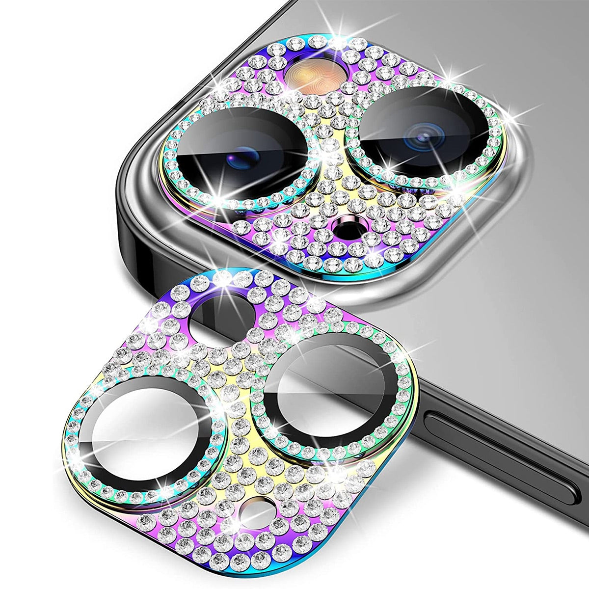 ELECTROPRIME For iPhone 15 / 15 Plus ENKAY Hat-Prince Blink Diamond Camera Lens Aluminium Alloy + Tempered Glass Full Coverage Protector(Colorful)