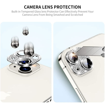 ELECTROPRIME For iPhone 15 / 15 Plus ENKAY Hat-Prince Blink Diamond Camera Lens Aluminium Alloy + Tempered Glass Full Coverage Protector(Golden)