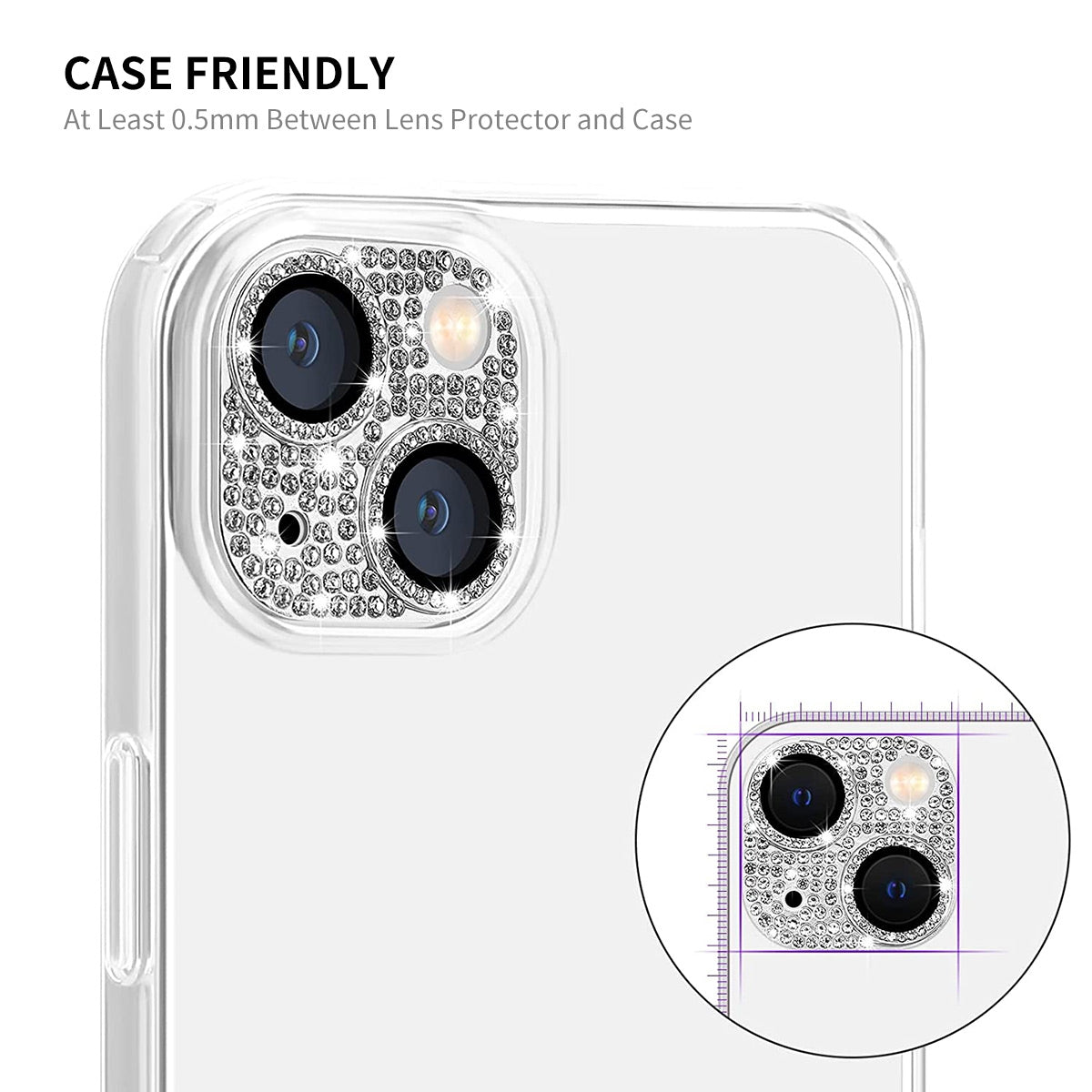 ELECTROPRIME For iPhone 15 / 15 Plus ENKAY Hat-Prince Blink Diamond Camera Lens Aluminium Alloy + Tempered Glass Full Coverage Protector(Golden)