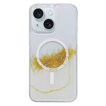 ELECTROPRIME For iPhone 15 Gilding MagSafe Hybrid Clear TPU Phone Case(White)