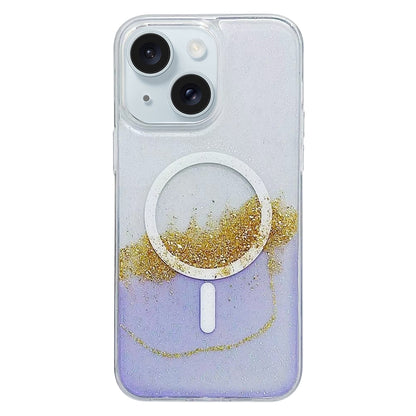 ELECTROPRIME For iPhone 15 Gilding MagSafe Hybrid Clear TPU Phone Case(Purple)