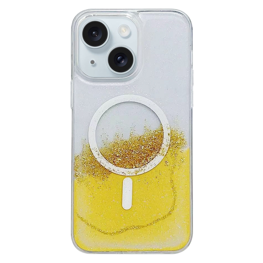 ELECTROPRIME For iPhone 15 Gilding MagSafe Hybrid Clear TPU Phone Case(Yellow)