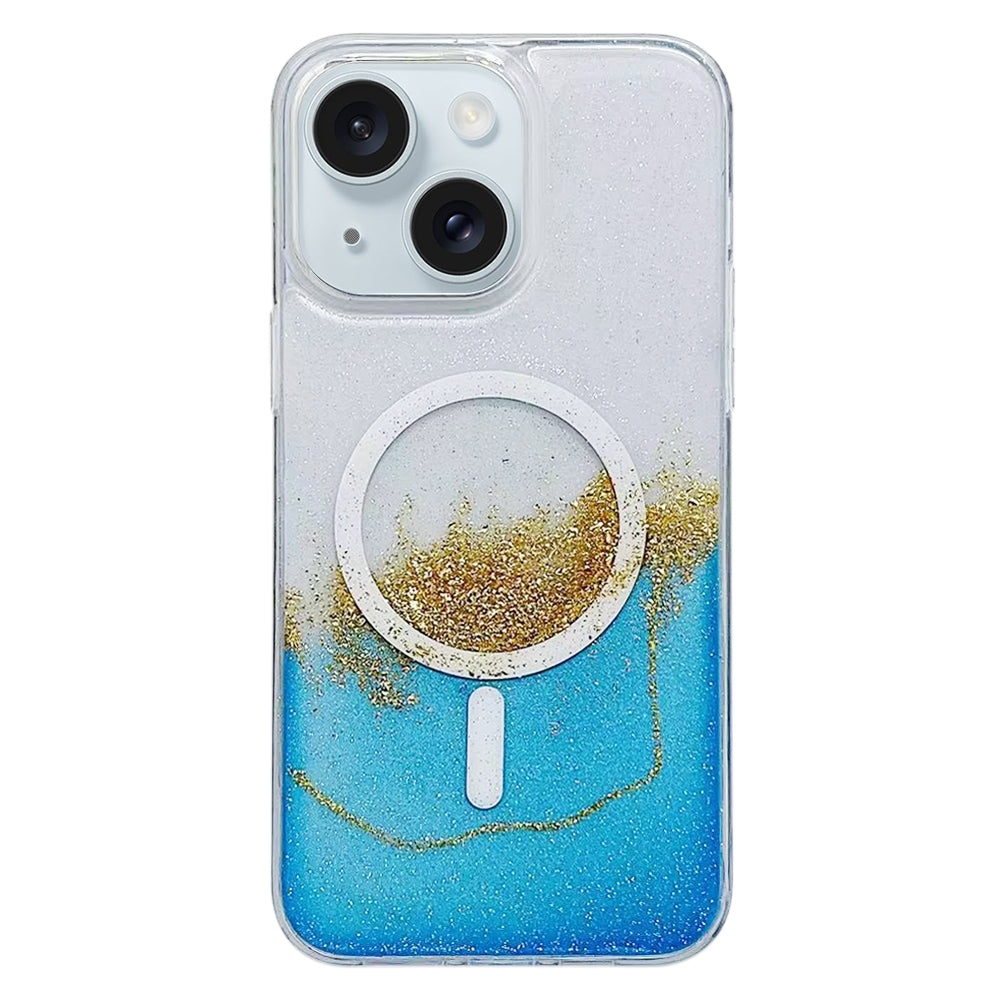ELECTROPRIME For iPhone 15 Gilding MagSafe Hybrid Clear TPU Phone Case(Blue)