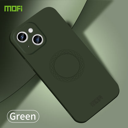ELECTROPRIME For iPhone 15 MOFI Qin Series Magsafe Skin Feel All-inclusive Silicone Phone Case(Green)
