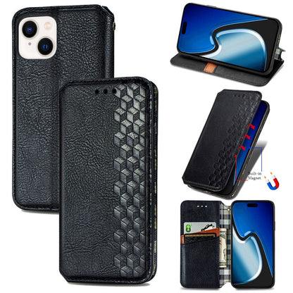 ELECTROPRIME For iPhone 15 Cubic Grid Pressed Magnetic Leather Phone Case(Black)