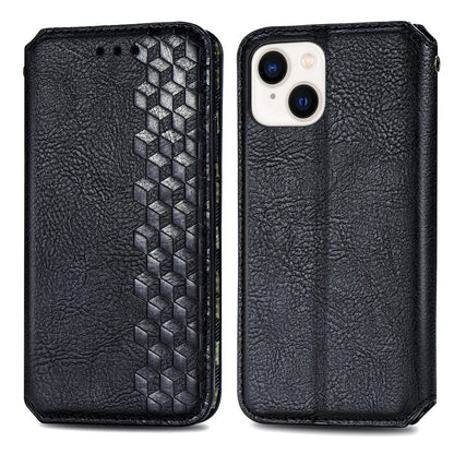 ELECTROPRIME For iPhone 15 Cubic Grid Pressed Magnetic Leather Phone Case(Black)