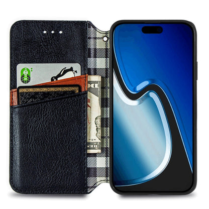ELECTROPRIME For iPhone 15 Cubic Grid Pressed Magnetic Leather Phone Case(Black)