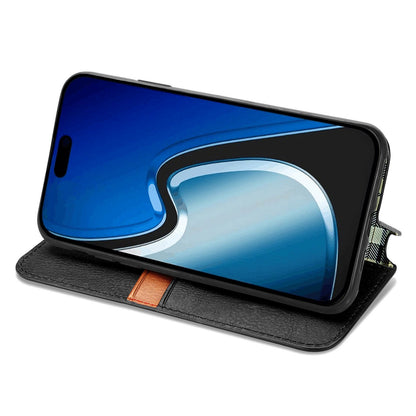 ELECTROPRIME For iPhone 15 Cubic Grid Pressed Magnetic Leather Phone Case(Black)