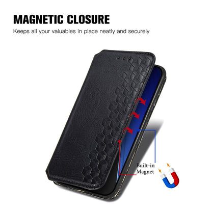 ELECTROPRIME For iPhone 15 Cubic Grid Pressed Magnetic Leather Phone Case(Black)