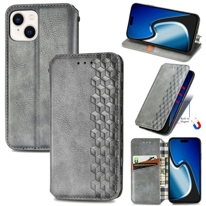 ELECTROPRIME For iPhone 15 Cubic Grid Pressed Magnetic Leather Phone Case(Grey)
