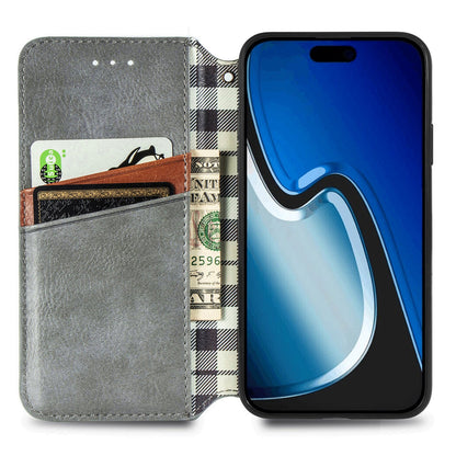 ELECTROPRIME For iPhone 15 Cubic Grid Pressed Magnetic Leather Phone Case(Grey)