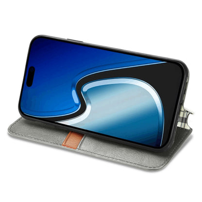 ELECTROPRIME For iPhone 15 Cubic Grid Pressed Magnetic Leather Phone Case(Grey)