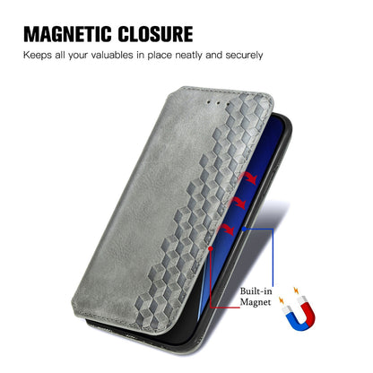 ELECTROPRIME For iPhone 15 Cubic Grid Pressed Magnetic Leather Phone Case(Grey)