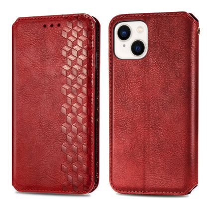 ELECTROPRIME For iPhone 15 Cubic Grid Pressed Magnetic Leather Phone Case(Red)