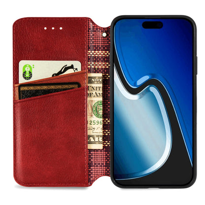 ELECTROPRIME For iPhone 15 Cubic Grid Pressed Magnetic Leather Phone Case(Red)