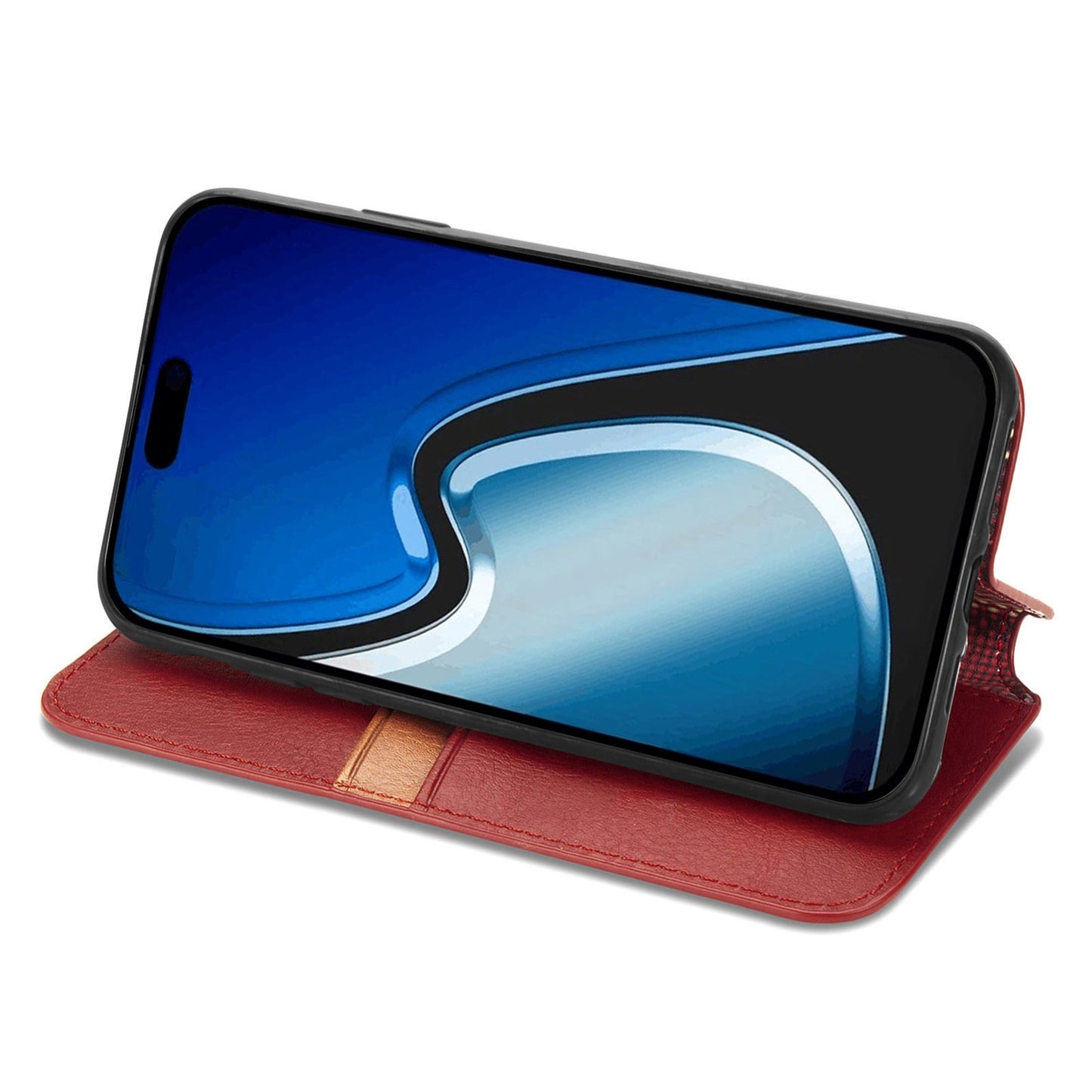 ELECTROPRIME For iPhone 15 Cubic Grid Pressed Magnetic Leather Phone Case(Red)