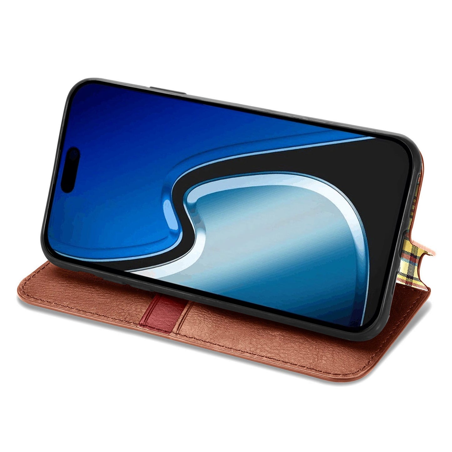 ELECTROPRIME For iPhone 15 Cubic Grid Pressed Magnetic Leather Phone Case(Brown)