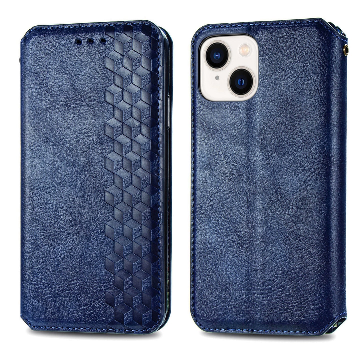 ELECTROPRIME For iPhone 15 Cubic Grid Pressed Magnetic Leather Phone Case(Blue)
