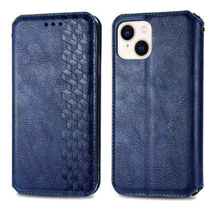 ELECTROPRIME For iPhone 15 Cubic Grid Pressed Magnetic Leather Phone Case(Blue)