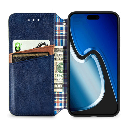 ELECTROPRIME For iPhone 15 Cubic Grid Pressed Magnetic Leather Phone Case(Blue)