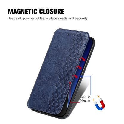 ELECTROPRIME For iPhone 15 Cubic Grid Pressed Magnetic Leather Phone Case(Blue)
