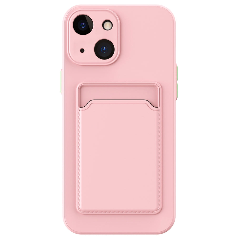 ELECTROPRIME For iPhone 15 Plus Skin Feel Card Contrast Color Button TPU Phone Case(Pink)