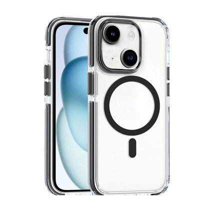 ELECTROPRIME For iPhone 15 Dual-color MagSafe TPU Hybrid Clear PC Shockproof Phone Case(Black)