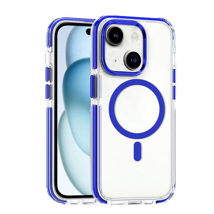 ELECTROPRIME For iPhone 15 Dual-color MagSafe TPU Hybrid Clear PC Shockproof Phone Case(Blue)