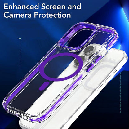 ELECTROPRIME For iPhone 15 Plus Dual-color MagSafe TPU Hybrid Clear PC Shockproof Phone Case(Black)