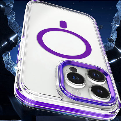 ELECTROPRIME For iPhone 15 Plus Dual-color MagSafe TPU Hybrid Clear PC Shockproof Phone Case(Black)
