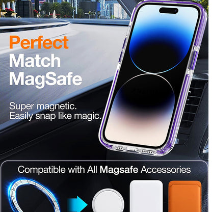 ELECTROPRIME For iPhone 15 Plus Dual-color MagSafe TPU Hybrid Clear PC Shockproof Phone Case(Black)