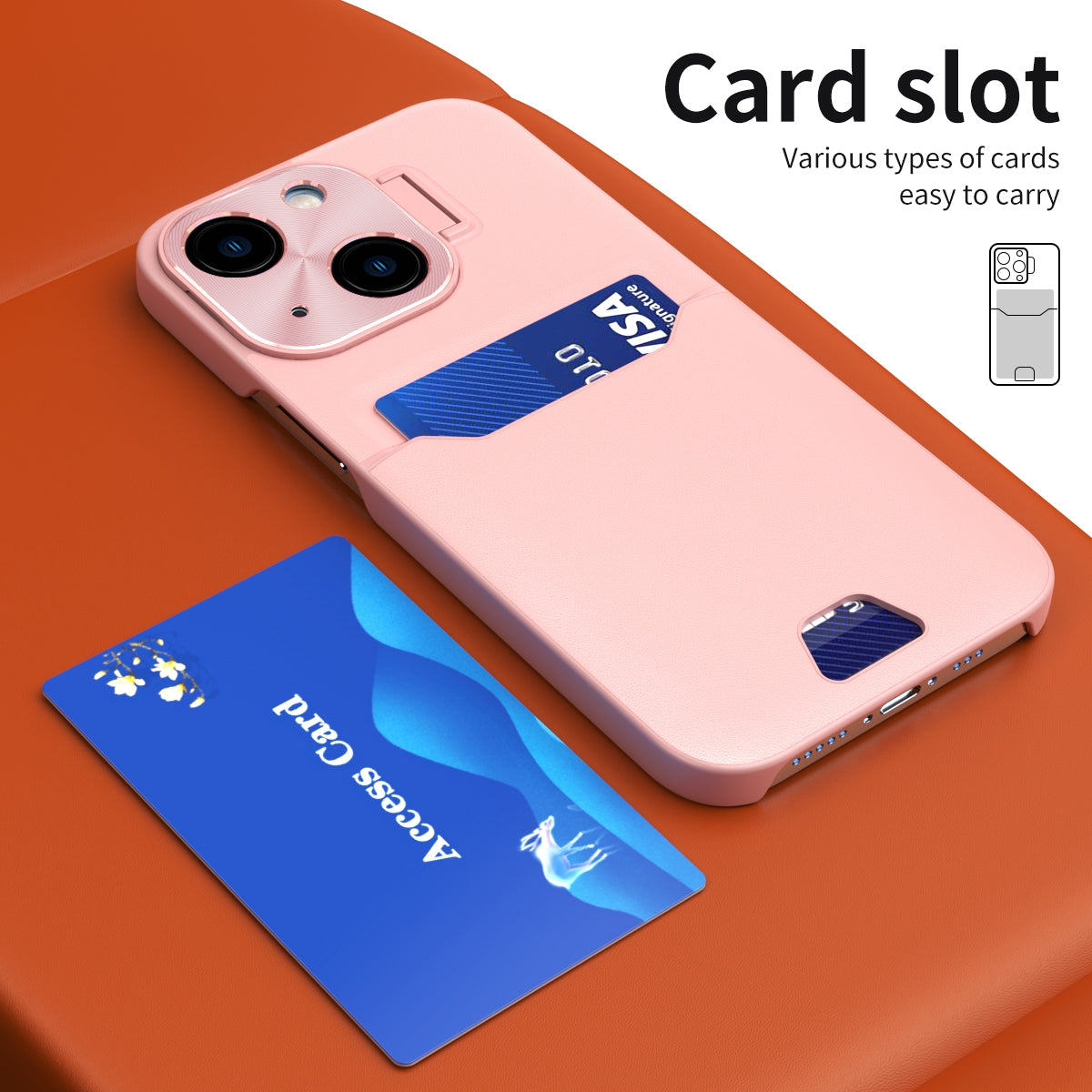 ELECTROPRIME For iPhone 15 Two-Color Invisible Lens Holder Phone Case(Pink)