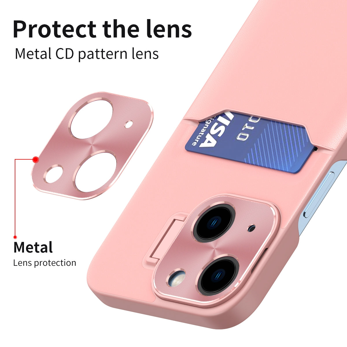 ELECTROPRIME For iPhone 15 Two-Color Invisible Lens Holder Phone Case(Pink)