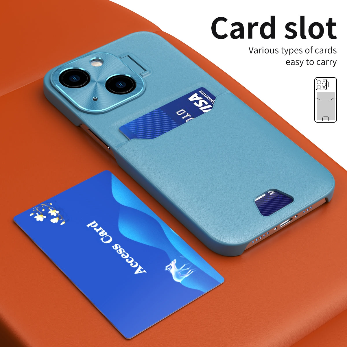 ELECTROPRIME For iPhone 15 Two-Color Invisible Lens Holder Phone Case(Blue Lake)