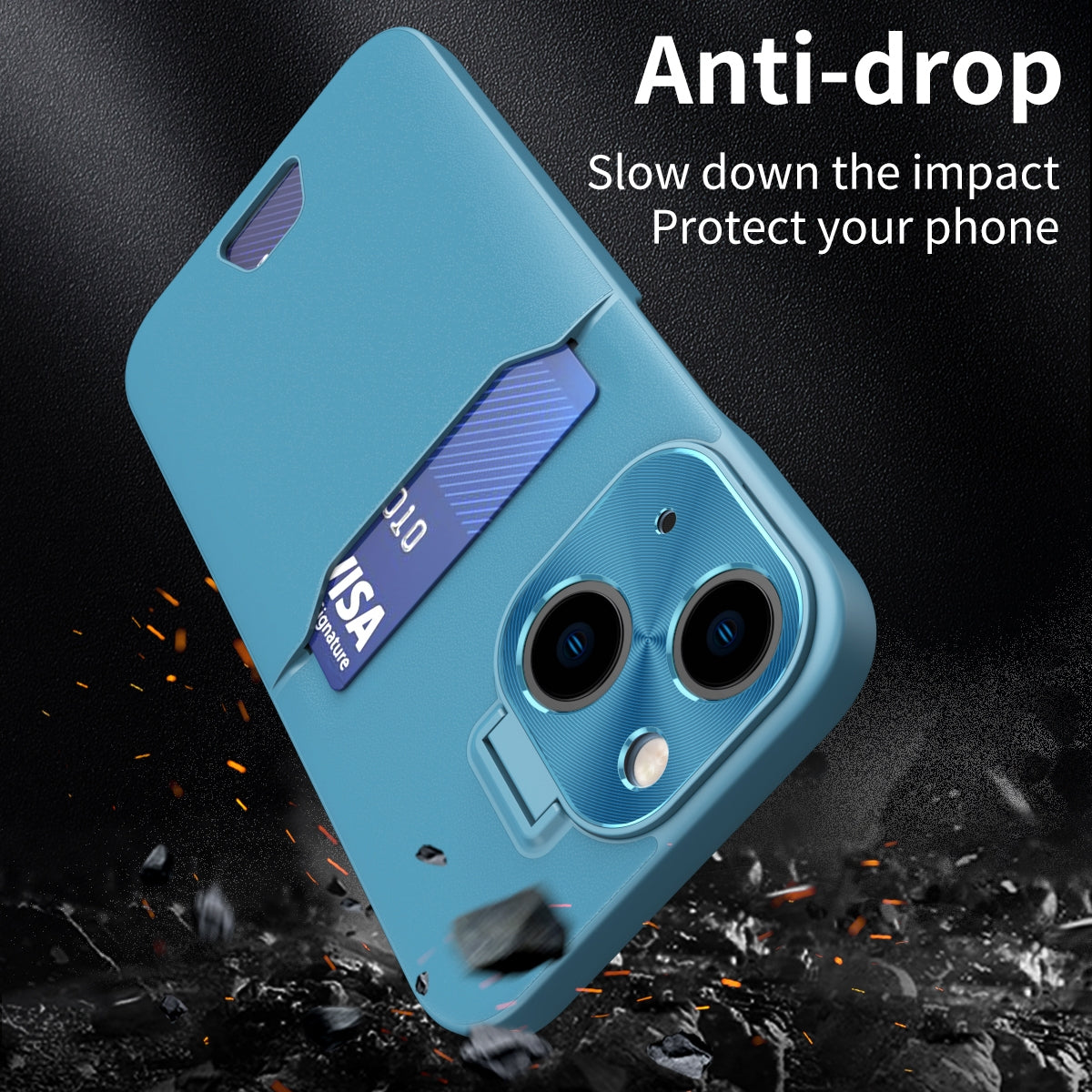 ELECTROPRIME For iPhone 15 Two-Color Invisible Lens Holder Phone Case(Blue Lake)