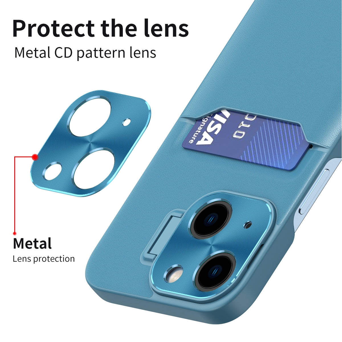 ELECTROPRIME For iPhone 15 Two-Color Invisible Lens Holder Phone Case(Blue Lake)