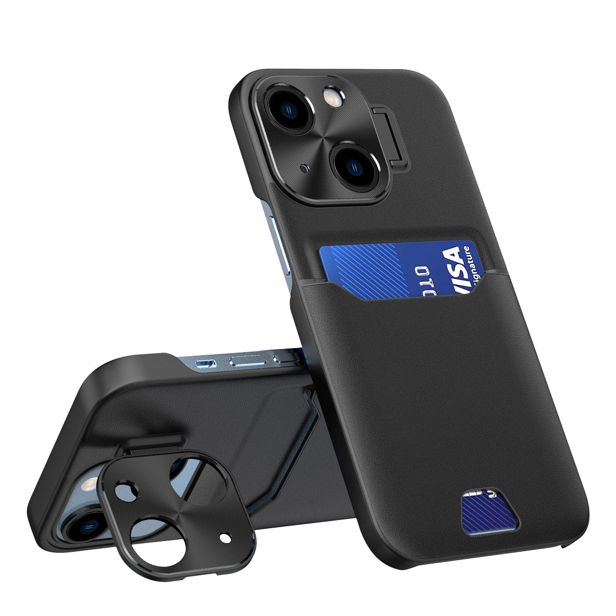 ELECTROPRIME For iPhone 15 Two-Color Invisible Lens Holder Phone Case(Black)