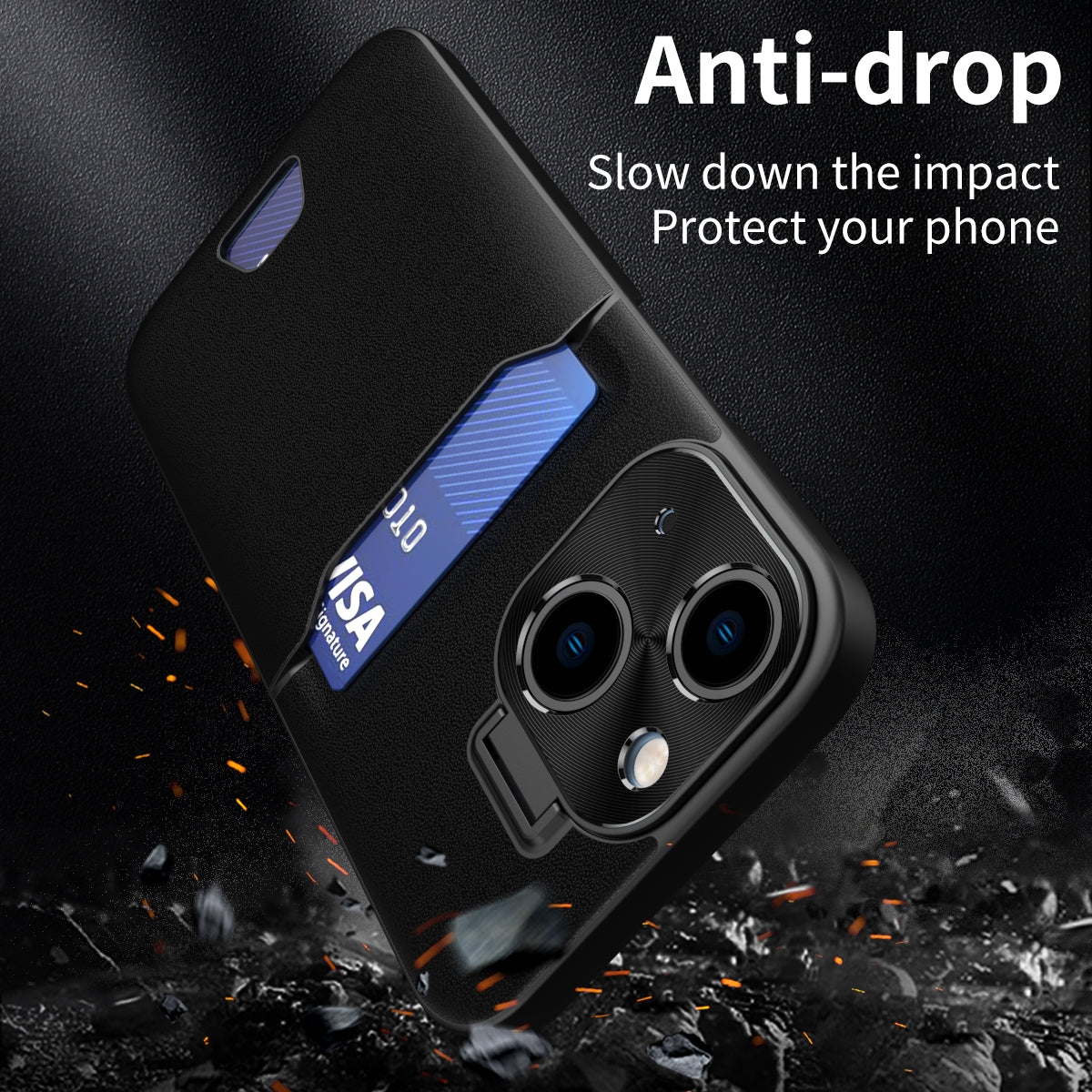 ELECTROPRIME For iPhone 15 Two-Color Invisible Lens Holder Phone Case(Black)