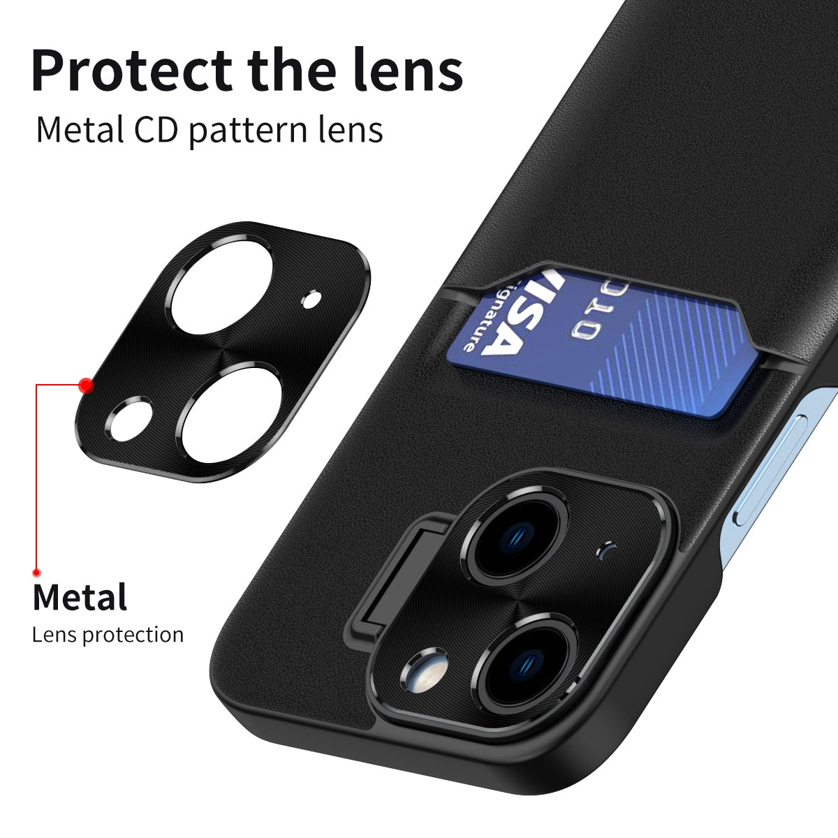 ELECTROPRIME For iPhone 15 Two-Color Invisible Lens Holder Phone Case(Black)