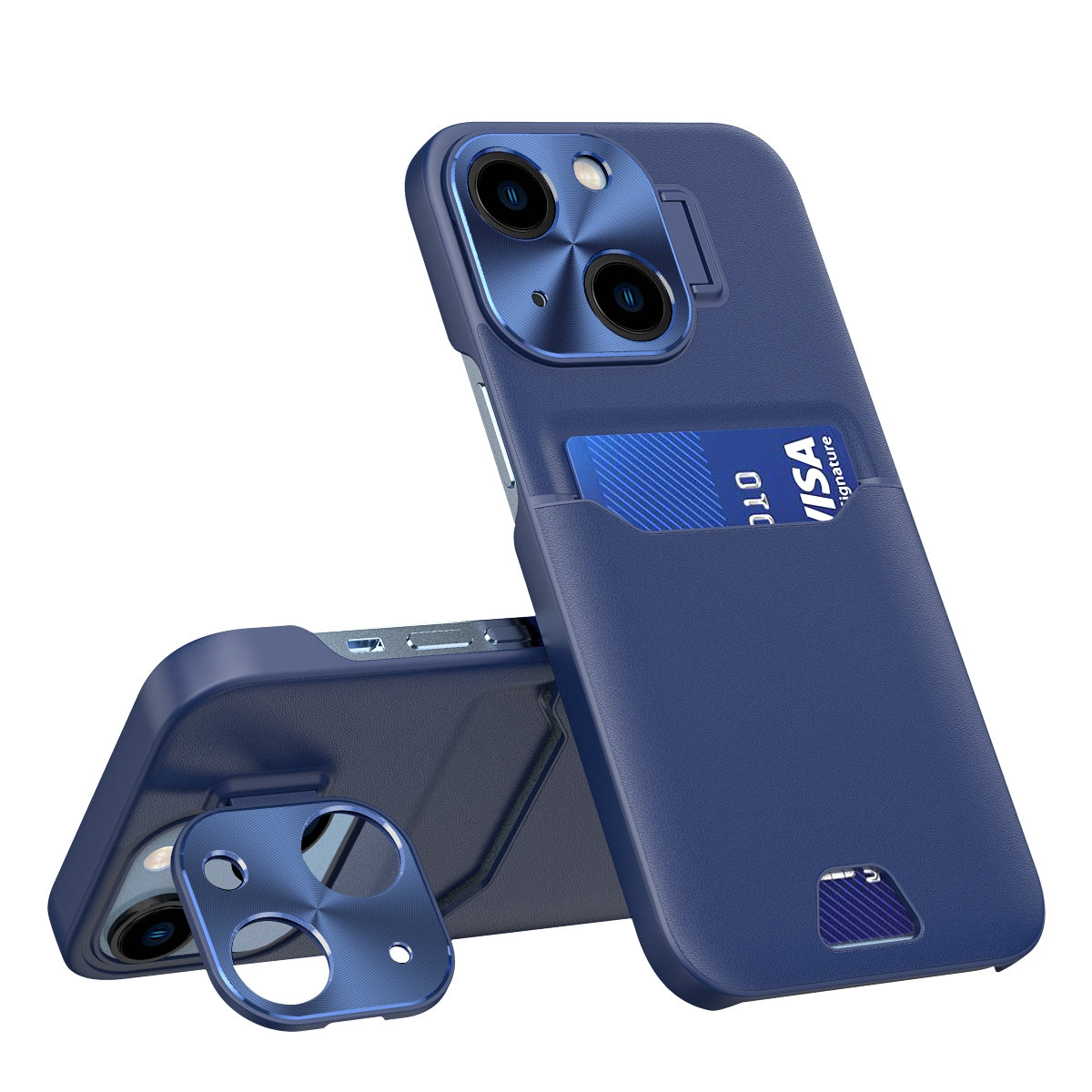 ELECTROPRIME For iPhone 15 Two-Color Invisible Lens Holder Phone Case(Sapphire blue)