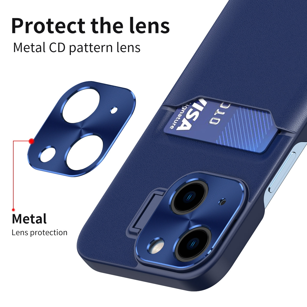 ELECTROPRIME For iPhone 15 Two-Color Invisible Lens Holder Phone Case(Sapphire blue)