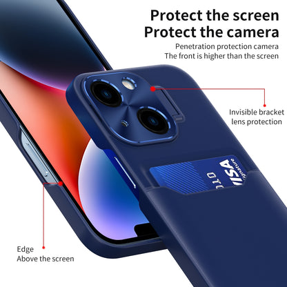 ELECTROPRIME For iPhone 15 Two-Color Invisible Lens Holder Phone Case(Sapphire blue)