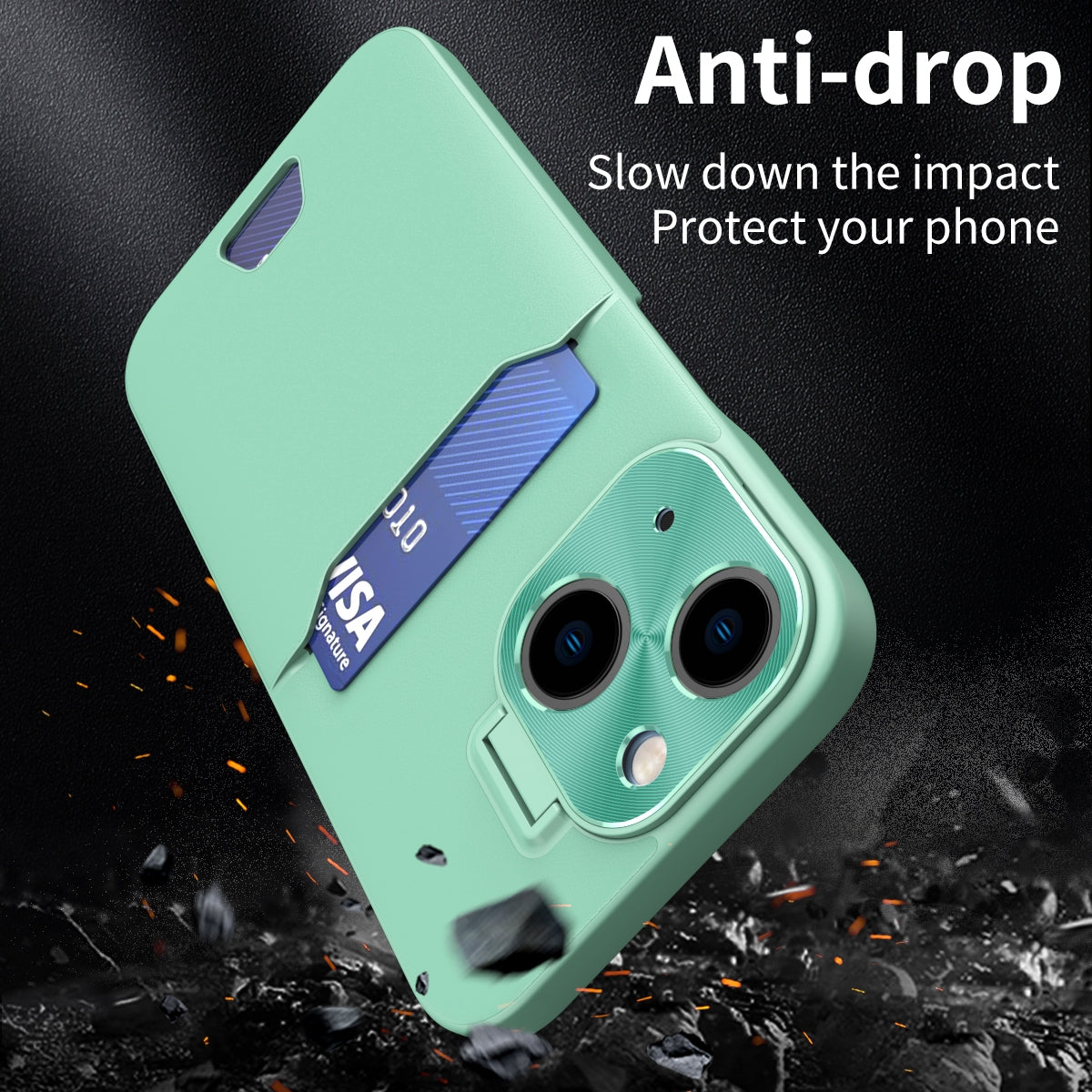ELECTROPRIME For iPhone 15 Two-Color Invisible Lens Holder Phone Case(Green)