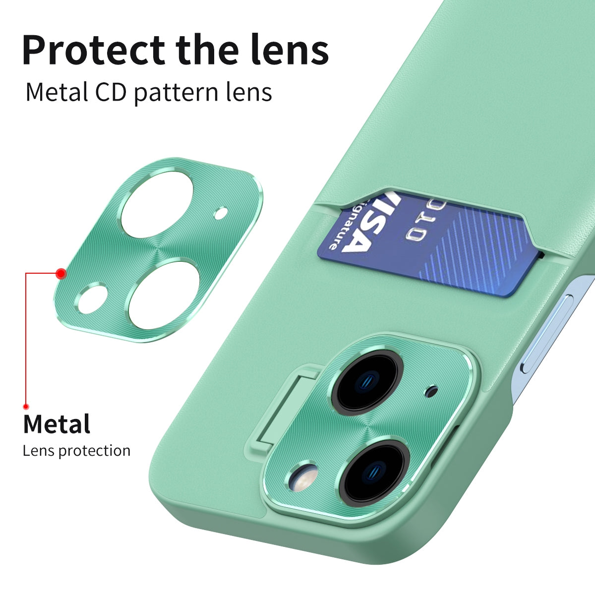 ELECTROPRIME For iPhone 15 Two-Color Invisible Lens Holder Phone Case(Green)